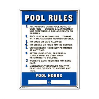 40322 | 18'' x 24'' Pool Rules Sign