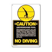 40346 | 12'' x 18'' Caution: No Diving. Above Ground Pool Sign