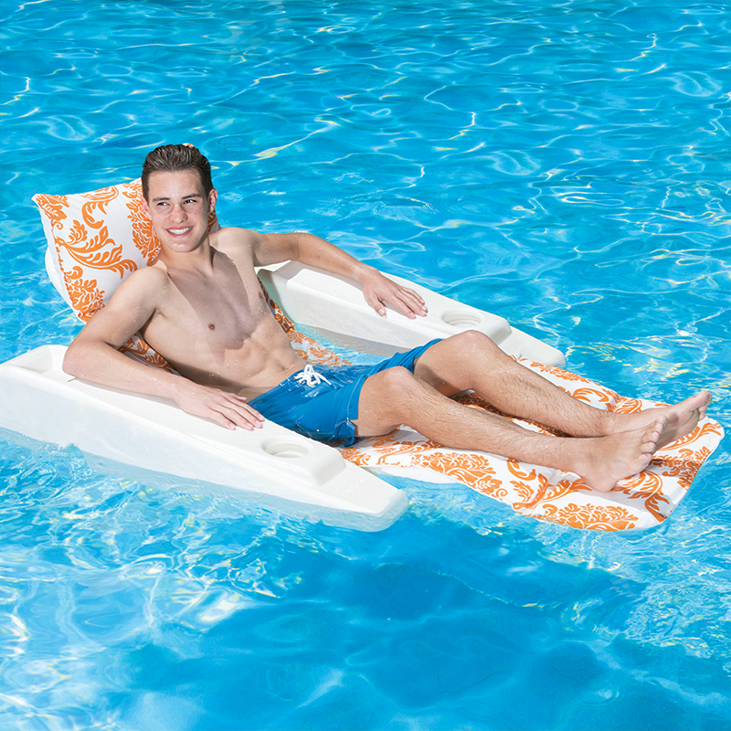 Pool Float Lounge Non-Corrosive PVC Frame Multicolor with 2-Side Floatation Arms