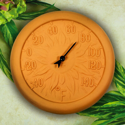 Poolmaster 12-Inch Terra Cotta Wall Clock - Indoor Outdoor Silent Quartz Movement