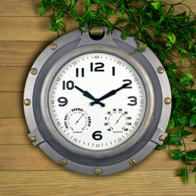 18'' Silver Porthole Clock - Image 5