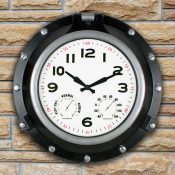 52539 | 18'' Black Porthole Clock - Lifestyle 1