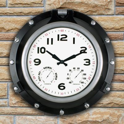 52539 | 18'' Black Porthole Clock - Lifestyle 1