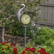 Peacock Thermometer Garden Stake